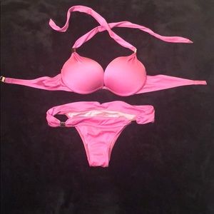 A bright pink “hottie cheekie” bikini.